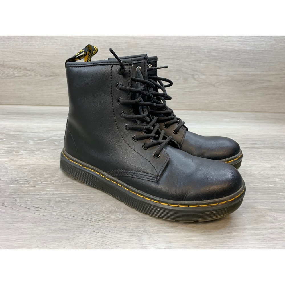 Dr. Martens Zavala J Women's Black Leather Combat Boots Side Zip 5